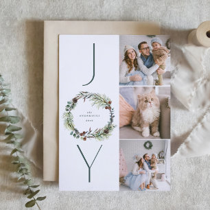 Tarjeta Festiva NAVIDADES del Collage de fotos JOY Botanical Pine