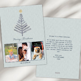 Tarjeta Festiva Navidades del Collage de fotos Personalizado Azul