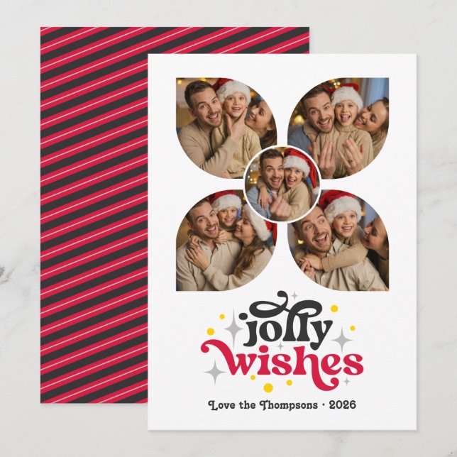 Tarjeta Festiva Navidades del Collage de fotos Retro Festividad de (Anverso / Reverso)