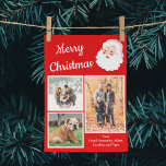 Tarjeta Festiva Navidades del Collage de fotos Santa Claus rojo y<br><div class="desc">Esta divertida y festiva tarjeta de festividad fotográfica está lista para ser personalizada con tres de tus propias fotos y la tuya propia de un mensaje y presenta un esquema de colores rojo y blanco con un gráfico de Santa Claus de estilo retro junto con el mensaje "Feliz Navidad" en...</div>