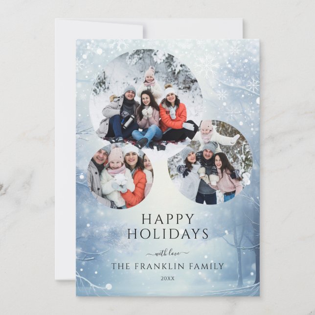 Tarjeta Festiva Navidades del Collage de fotos Winter Forest 3 (Anverso)