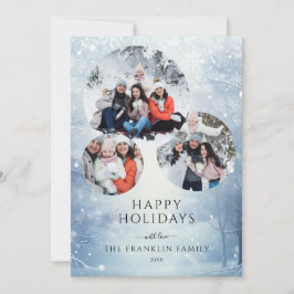 Tarjeta Festiva Navidades del Collage de fotos Winter Forest 3