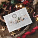 Tarjeta Festiva Navidades del Collage de fotos Winter Wreath HOPE<br><div class="desc">Envíe 'ESPERANZA' a sus amigos y familia este feriado con estas elegantes y rústicas tarjetas de Navidades de collage de fotos de moda de invierno. Con 4 fotografías cuadrados,  un mensaje festivo,  nombre y año.</div>