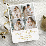 Tarjeta Festiva Navidades del corazón de la escritura caligráfica<br><div class="desc">Caligrafía moderna Corazón guión Merry Navidad 4 Tarjeta de vacaciones fotográficas - Texto de oro</div>