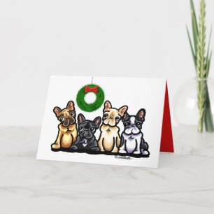 Tarjeta Festiva Navidades del Cuarteto Bulldog de Francia