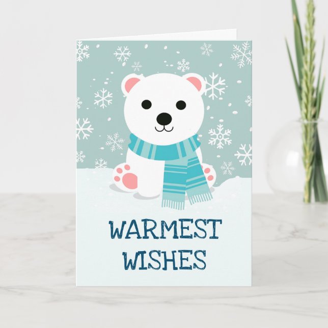 Tarjeta Festiva Navidades del Cub de Oso Polar Ártico (Anverso)