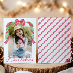 Tarjeta Festiva Navidades del Dedo del Polka Rojo en color de agua