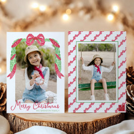 Tarjeta Festiva Navidades del Dedo del Polka Rojo en color de agua