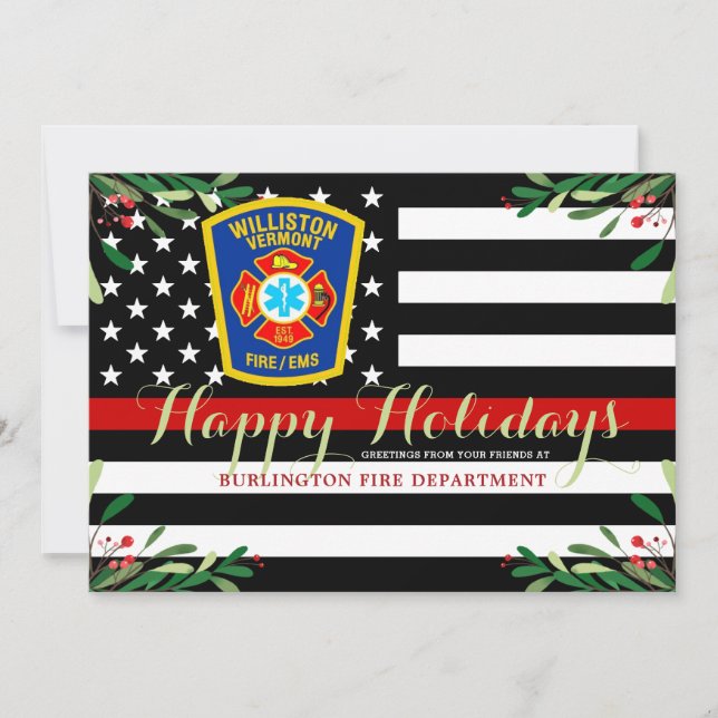 Tarjeta Festiva Navidades del Departamento de Bomberos Línea Roja  (Anverso)