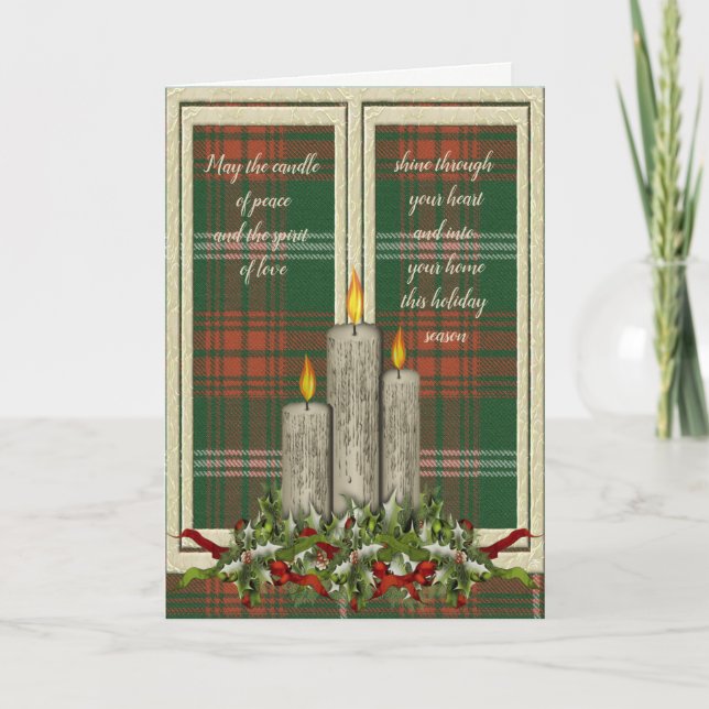 Tarjeta Festiva Navidades del Duque de Rothesay Cazando a Tartán (Anverso)