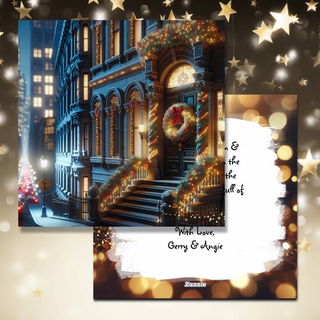 Tarjeta Festiva Navidades del edificio Brownstone del centro de la (Subido por el creador)