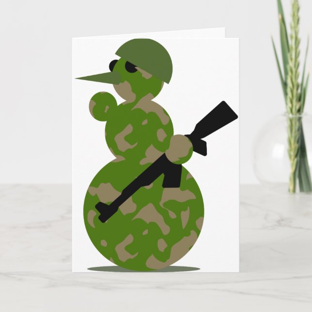 Tarjeta Festiva navidades del ejército de snowman (Anverso)