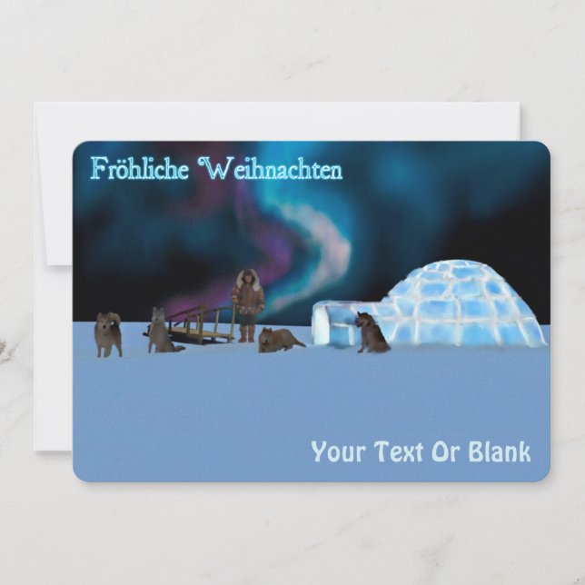 Tarjeta Festiva Navidades del extremo norte - Fröhliche Weihnachte (Anverso)