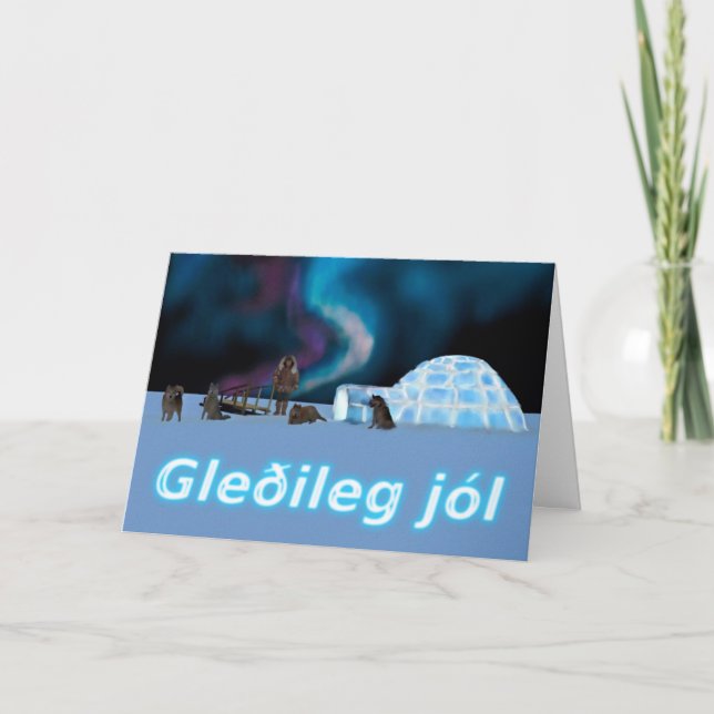 Tarjeta Festiva Navidades del extremo norte - Gleðileg Jól (Anverso)