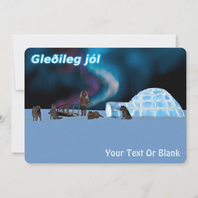 Tarjeta Festiva Navidades del extremo norte - Gleðileg Jól (Anverso)