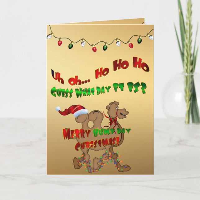 Tarjeta Festiva Navidades del Feliz Día del Hump Camel HO HO HO (Anverso)