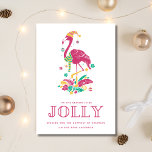 Tarjeta Festiva Navidades del Flamingo Tropical Florida Beach<br><div class="desc">Cute tarjeta de Navidades de Florida con Navidades rosados flamingo "Esta es la temporada para ser alegre" diseño. Personalizado con su mensaje corto y sus nombres. Esta tarjeta de Navidades de playa de Florida se transforma en una palmera rosa y blanca.</div>