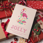 Tarjeta Festiva Navidades del Florida Beach Tropical Flamingo<br><div class="desc">Cute tarjeta de Navidades de Florida con Navidades de melocotón y rosa flamingo "Esta es la temporada para ser alegre" diseño. Personalizado con su mensaje corto y sus nombres. Esta tarjeta de Navidades de playa de Florida se transforma en una palmera rosa y blanca.</div>