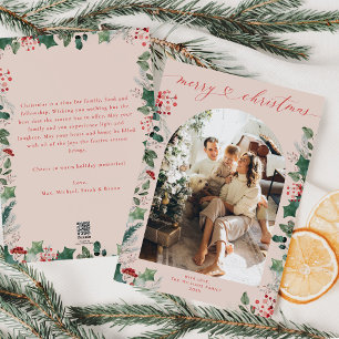 Tarjeta Festiva Navidades del Foliage Botánico 1 Family Photo Arch