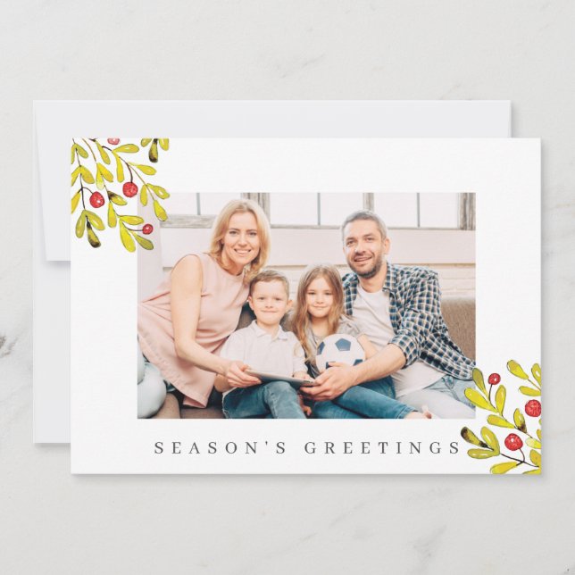 Tarjeta Festiva Navidades del follaje acuático de la vegetación bo (Anverso)