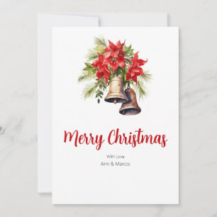 Tarjeta Festiva Navidades del follaje Red Poinsettias & Greenerati