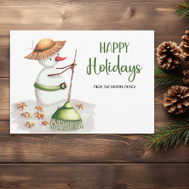 Tarjeta Festiva Navidades del Gardener Snowman Happy Holidays