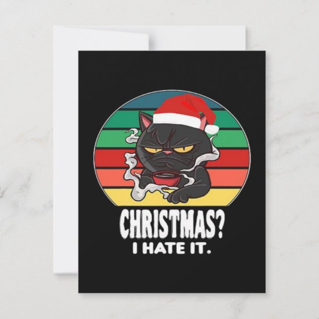 Tarjeta Festiva Navidades del gato (Anverso)