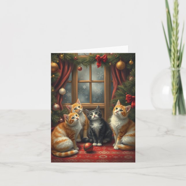 Tarjeta Festiva Navidades del gato (Anverso)