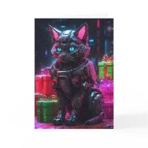 Navidades del gato Cyberpunk Robot