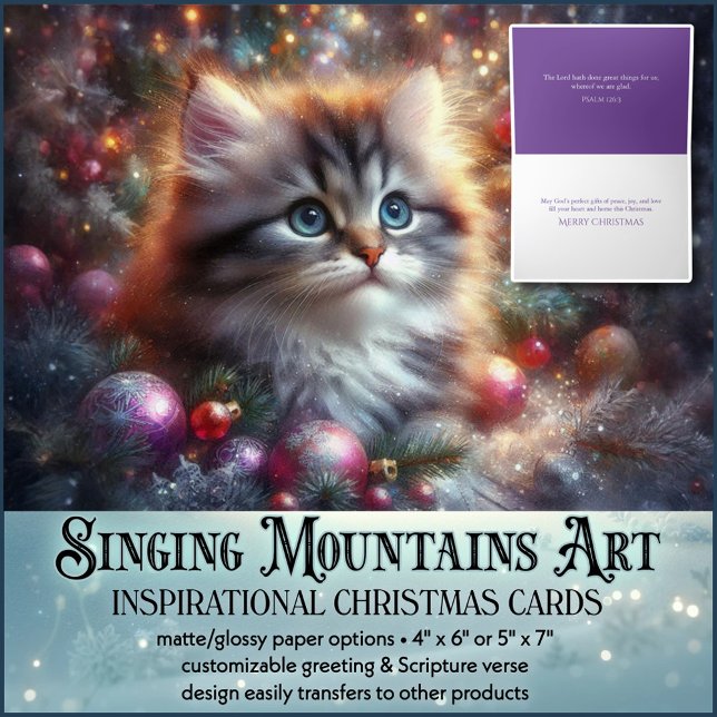 Tarjeta Festiva Navidades del gato de fe cristiana Lover Cute (Subido por el creador)