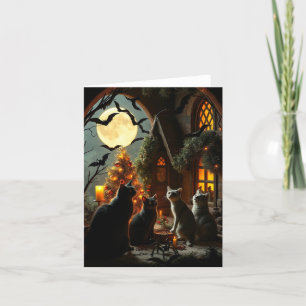 Tarjeta Festiva Navidades del gato gótico