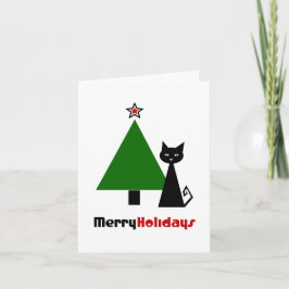 Tarjeta Festiva Navidades del gato negro