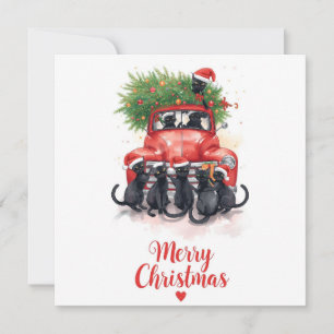 Tarjeta Festiva Navidades del gato negro para los amantes del gato
