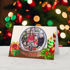 Tarjeta Festiva Navidades del Globe de la nieve Niños de familia f