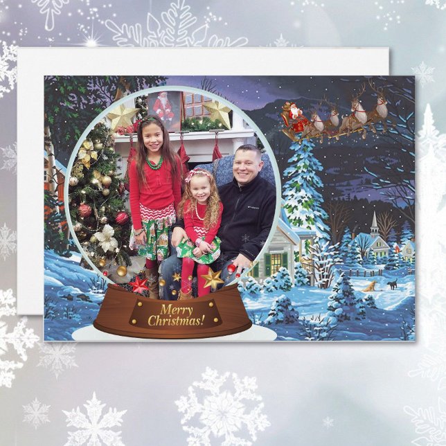 Tarjeta Festiva Navidades del Globe de la nieve Niños de familia f (Subido por el creador)