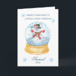 Tarjeta Festiva Navidades del Globe Snowman del Gran Abuelo Nieve<br><div class="desc">Coloridas tarjetas de Navidades para tu pequeño Gran Nieto - Navidades nevan globo con Snowman dentro.</div>