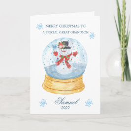 Tarjeta Festiva Navidades del Globe Snowman del Gran Abuelo Nieve