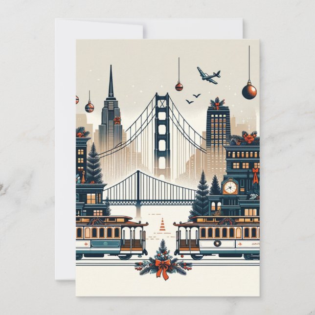 Tarjeta Festiva Navidades del Golden Gate Holiday Magic San Franci (Anverso)