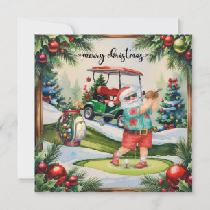 Tarjeta Festiva Navidades del Golf Julio con Santa Claus Golfing