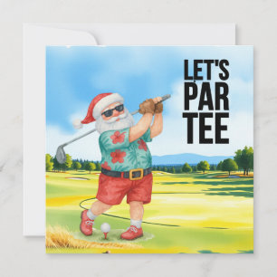 Tarjeta Festiva Navidades del Golf Julio con Santa Claus Golfing