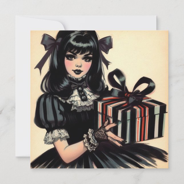 Tarjeta Festiva Navidades del Gótico Gótico Lolita Spooky (Anverso)