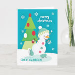 Tarjeta Festiva Navidades del Gran Abuelo Patinaje Hielo Snowman<br><div class="desc">Envíe sus abrazos,  besos y Navidades deseos a un tataranieto especial con esta tarjeta de Navidades de Snowman,  colorida y divertida. Hombre de nieve,  cortesía de PrettyGrafik.</div>