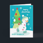 Tarjeta Festiva Navidades del Gran Abuelo Patinaje Hielo Snowman<br><div class="desc">Envíe sus abrazos,  besos y Navidades deseos a un tataranieto especial con esta tarjeta de Navidades de Snowman,  colorida y divertida. Hombre de nieve,  cortesía de PrettyGrafik.</div>