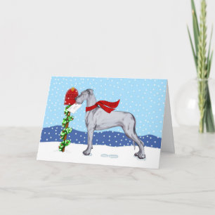 Tarjeta Festiva Navidades del gran danés Mail Blue UC