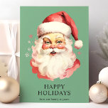Tarjeta Festiva Navidades del Green Vintage Watercolor Santa Claus<br><div class="desc">¡Envíe saludos festivos con nuestra tarjeta de vacaciones Navidades de la marca Vintage verde Santa Claus! Esta encantadora tarjeta cuenta con un nostálgico ilustracion acuático de Santa Claus, decorado con delicados copos de nieve. Perfecto para difundir alegría por las vacaciones, esta tarjeta captura el espíritu atemporal de los Navidades. El...</div>