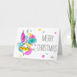 Tarjeta Festiva Navidades del grupo de bloques de árbol retro dent