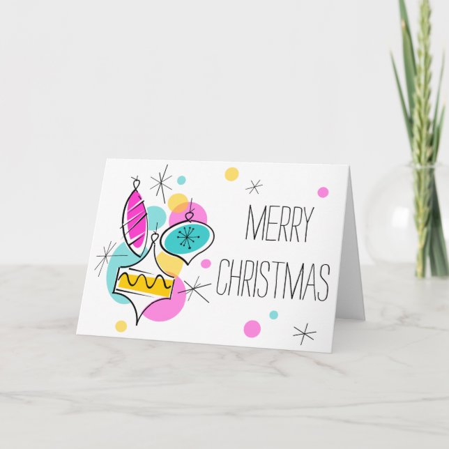 Tarjeta Festiva Navidades del grupo de bloques de árbol retro dent (Anverso)