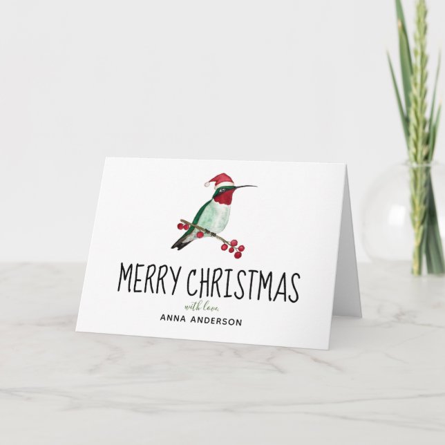 Tarjeta Festiva Navidades del Hummingbird con el dedo en la llaga (Anverso)