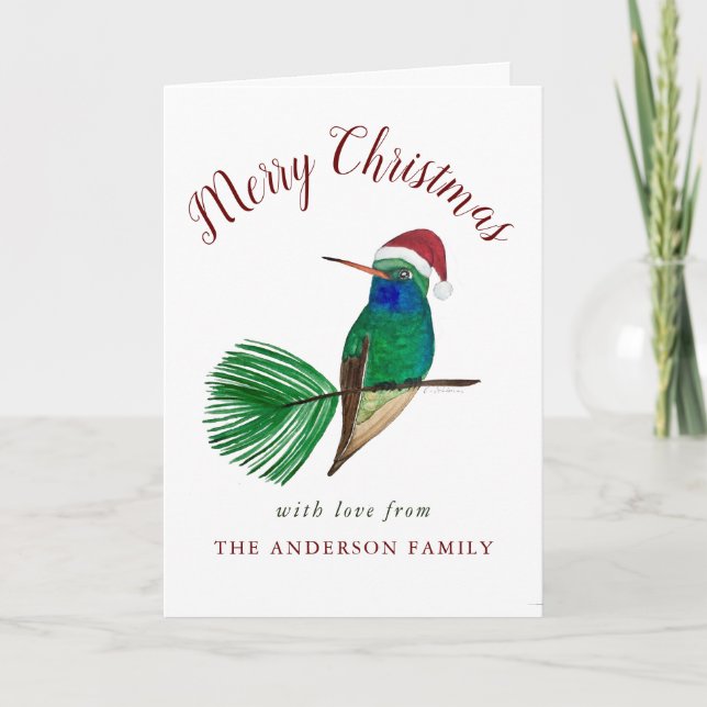 Tarjeta Festiva Navidades del Hummingbird personalizado de gran fa (Anverso)