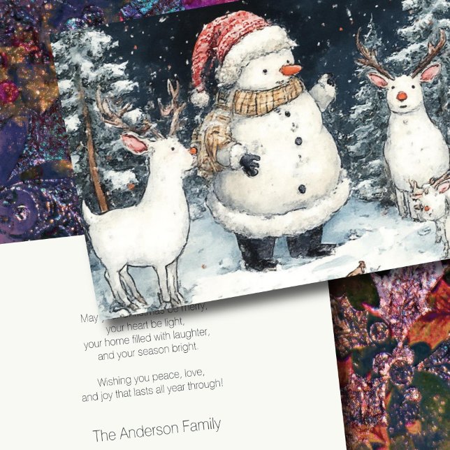 Tarjeta Festiva Navidades del Ilustracion Forestal Artista Snowman (Subido por el creador)